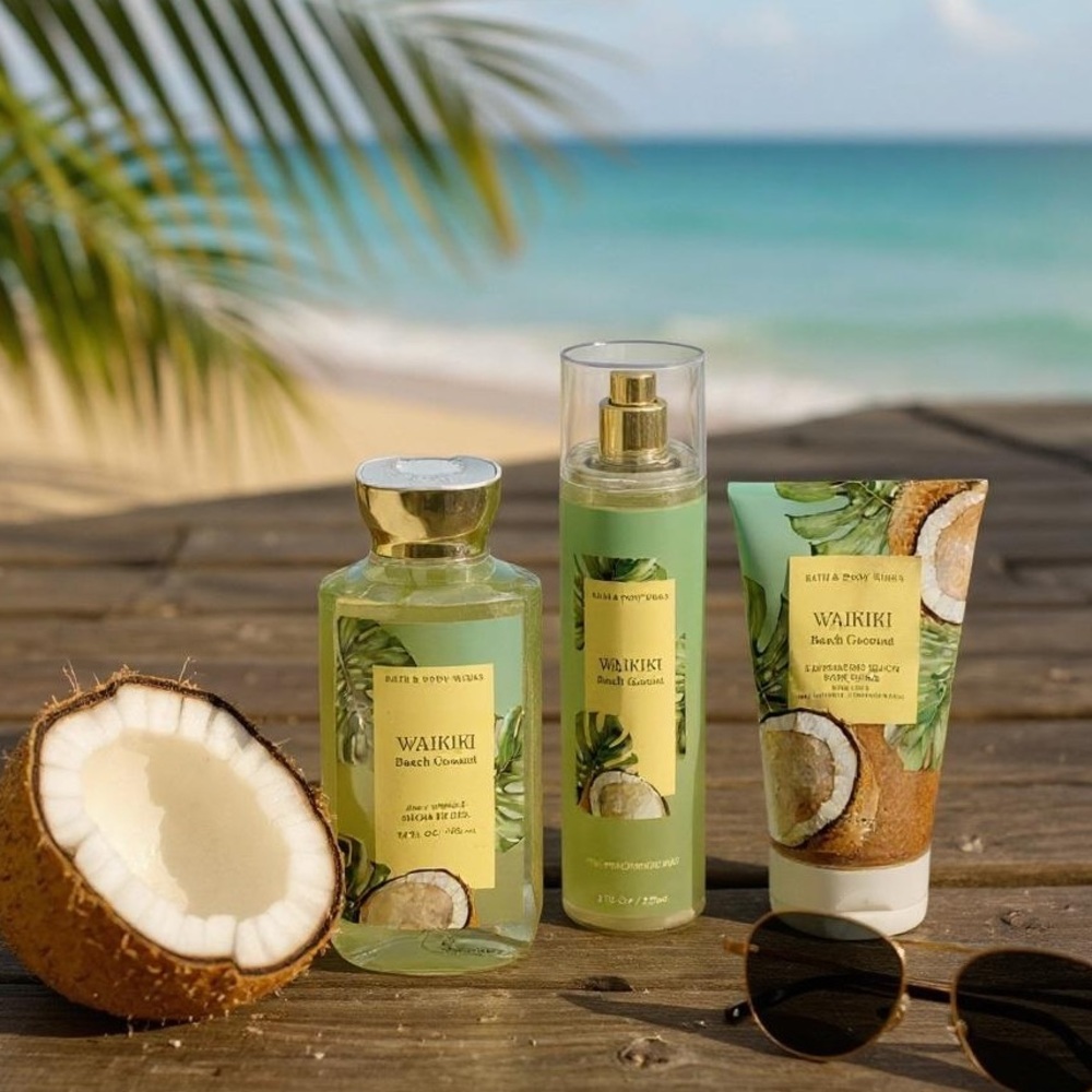 Bath & Body Works Waikiki Beach Coconut Body Care Gift Set NWT